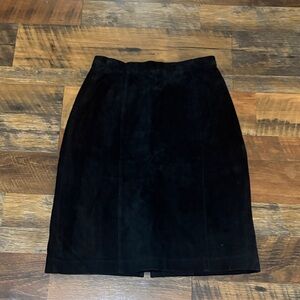 Fox Run 100% leather Chic‎ Black Pencil Skirt